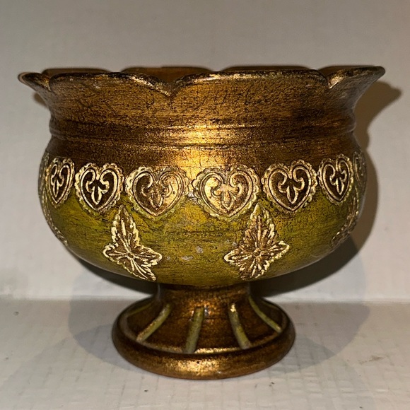 VINTAGE ITALIAN FLORENTINE GOLD GILT POTTERY PLANTER - ITALY - Picture 1 of 8